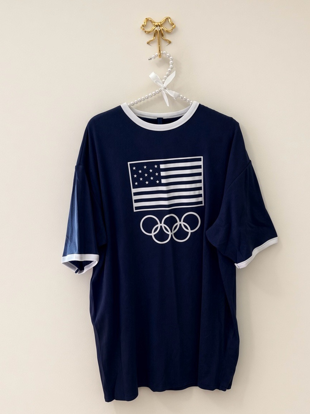 🌸 SKIMS Olympic Ringer T-Shirt Mini Dress | Navy | Size S | NWT 🏷️